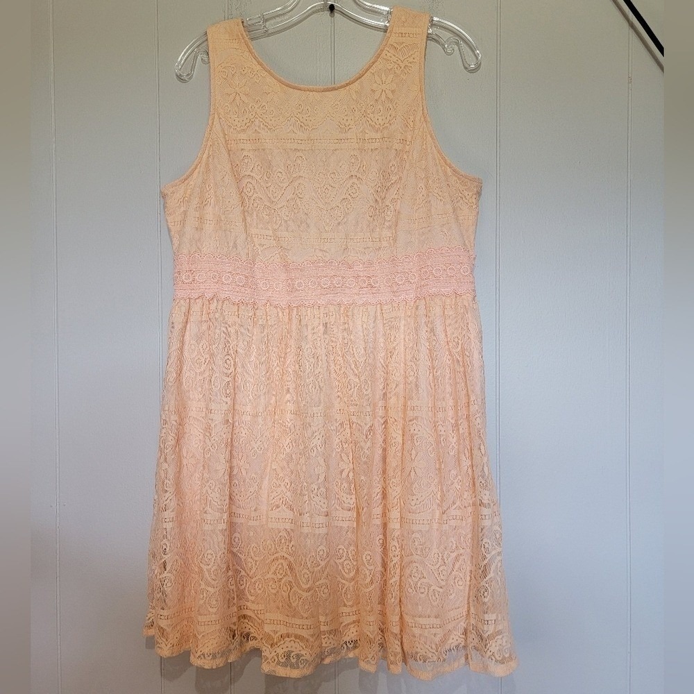 Pinky Peach‎ Lace Sleeveless Dress